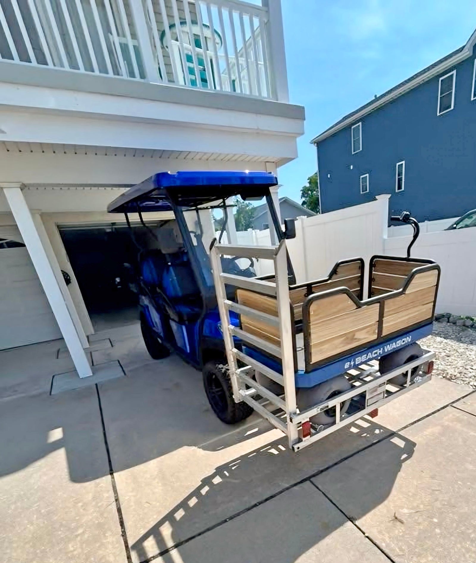 e-Beach Wagon attached to golf cart