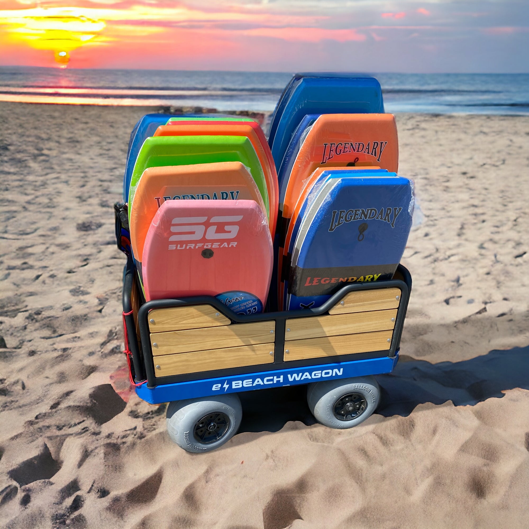 e-Beach Wagon stocked with beach chairs