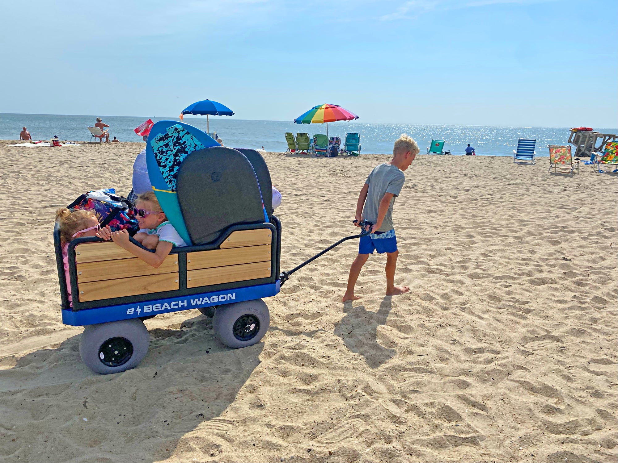 Your children will be begging to pull this electric beach cart.