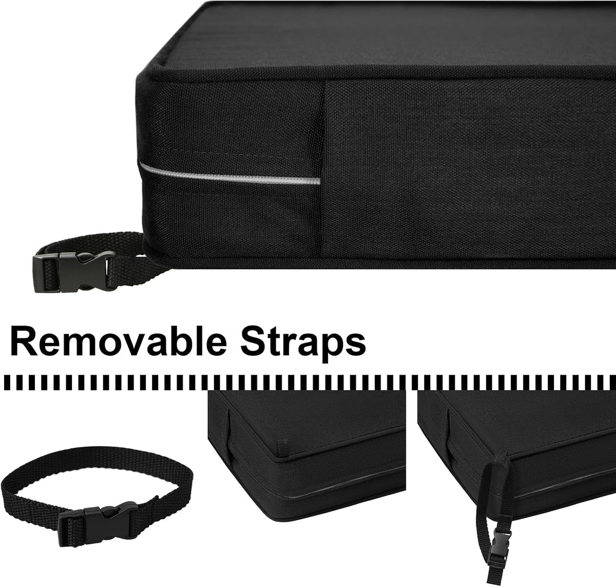 Premium outdoor bench cushion set with seat and back cushions for the e-Beach Wagon beach wagon bench.