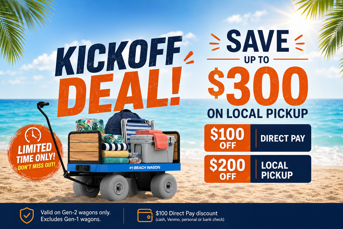 Get $300 OFF a Gen-2 e-Beach Wagon in June 2026 with local pick up and direct pay