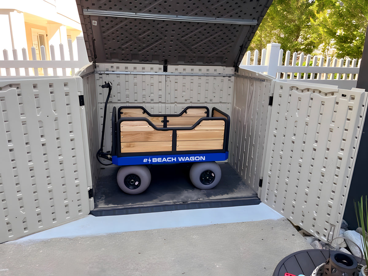 Outdoor Beach Storage of an e-Beach Wagon