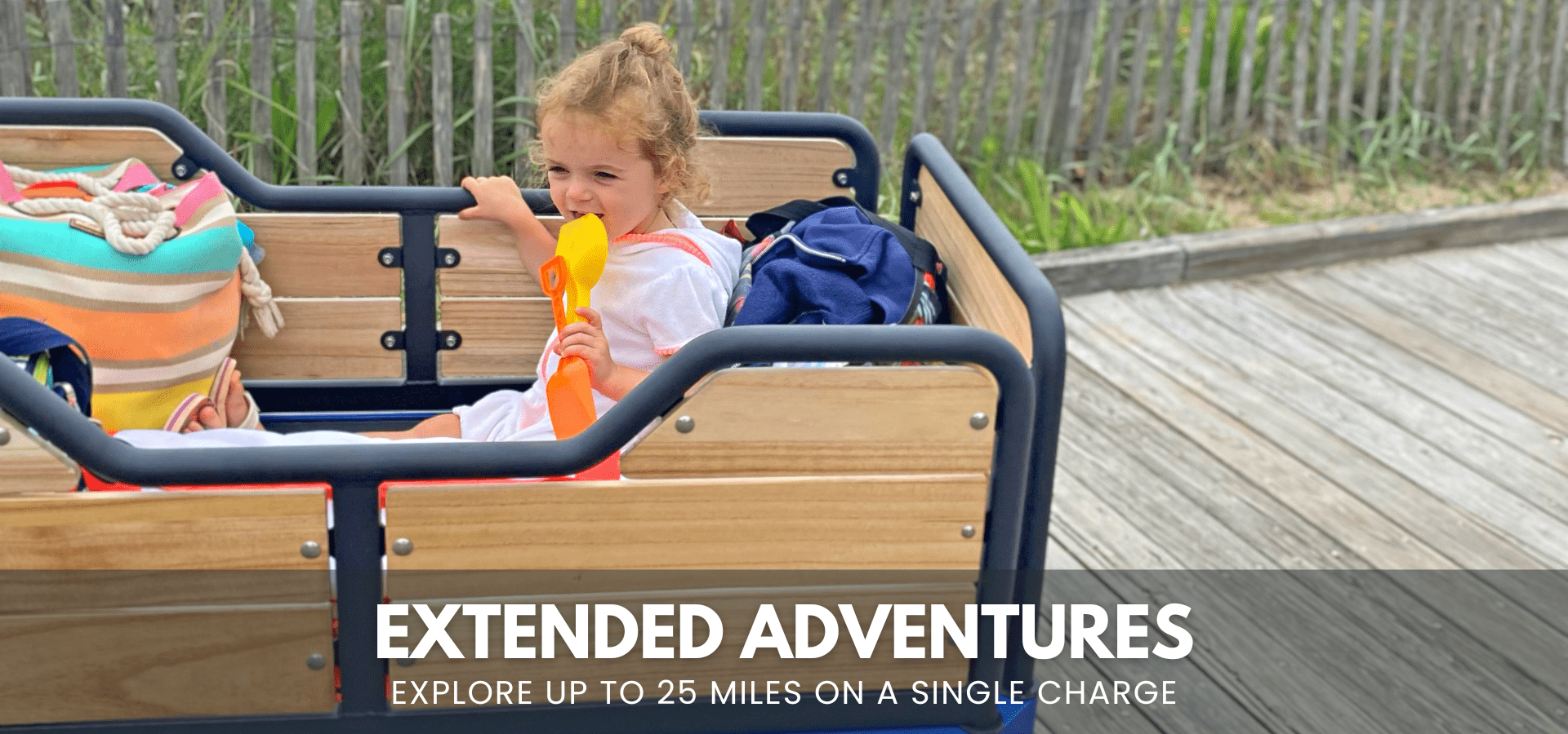 High-performance e-Beach Wagon traveling up to 25 miles on a single battery charge