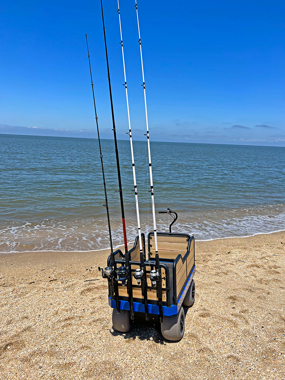 mobile fishing rod holder Olakee Rolling for Garage, 12 Fishing Pole Rack with Tackle Storage Organizer, Fishing Gear Cart for Rods, Reels & Equipment Box, Heavy Duty Gift for Men Dad Duty Solid Wood Frame with Engineered Wood Shelves Built with a sturdy solid wood frame for superior strength and stability SOYEEZE Fishing Rod Holders for
